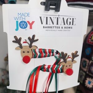 Reindeer Braided Barrette Clips